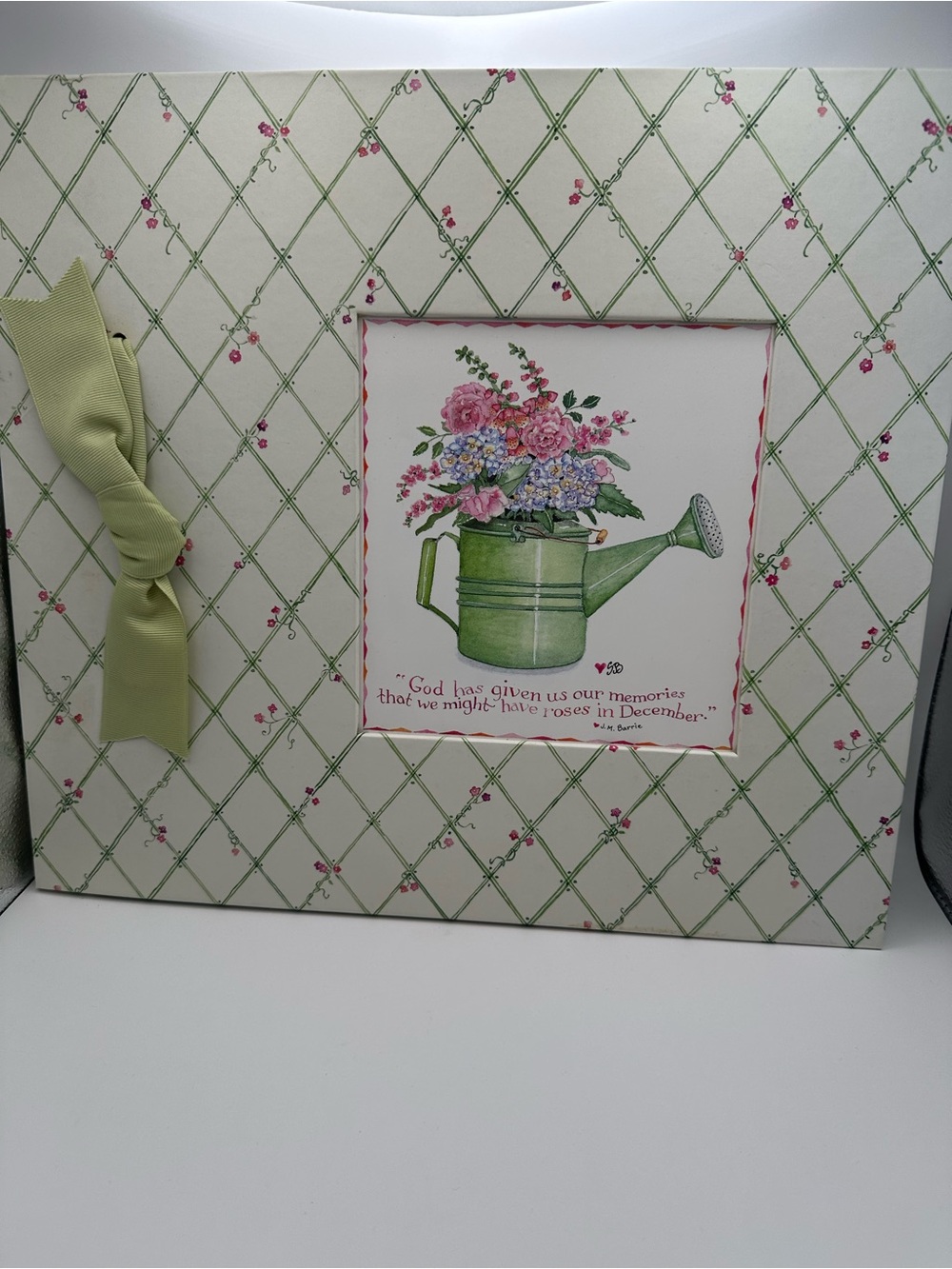 Floral Watering Can Decorative Photo Frame - Cream & Green